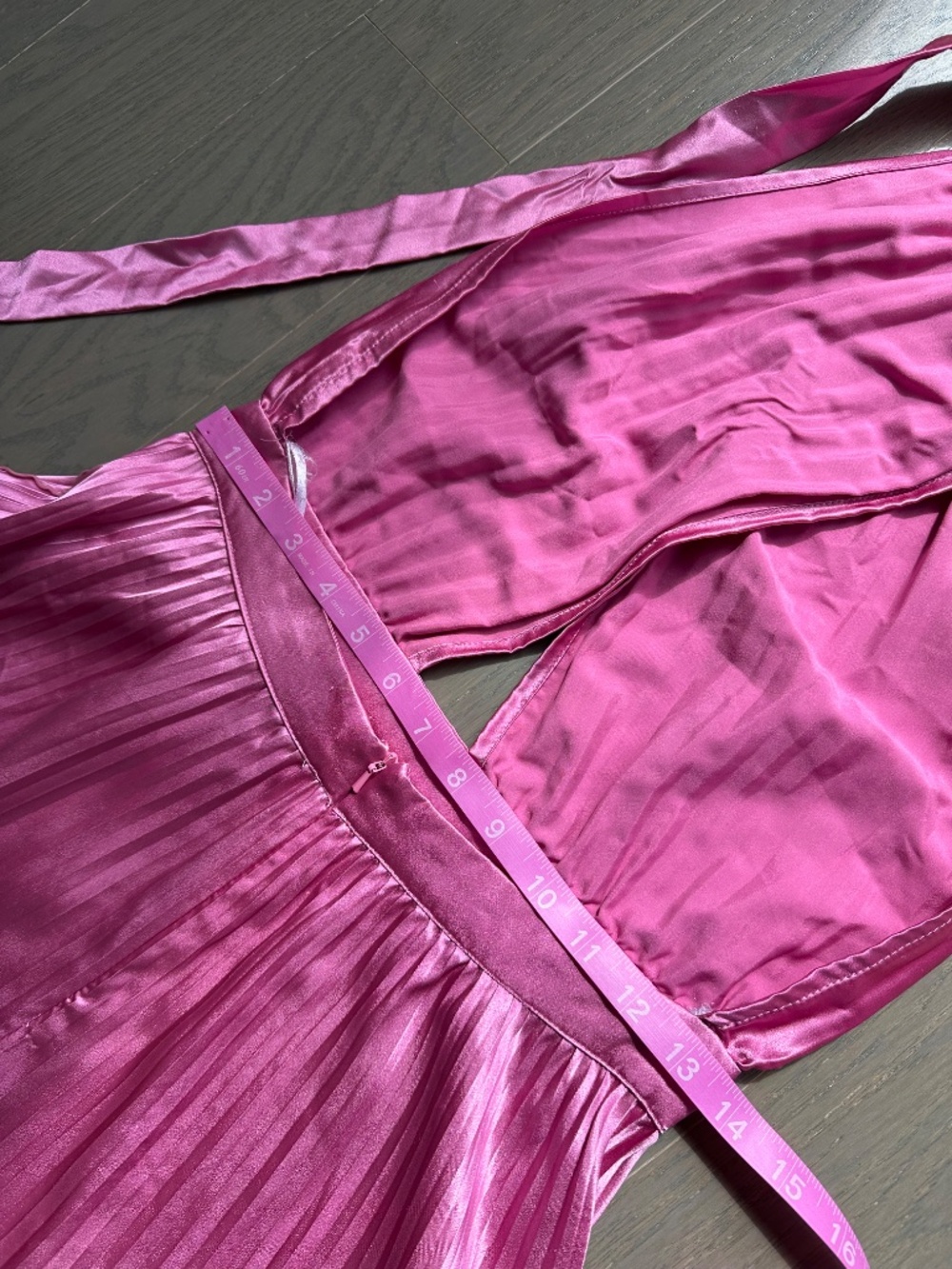 L'IDEE Renaissance Split Gown Halter Pleated Pink Satin Maxi Dress AU 10 / US 6 - Picture 10 of 11